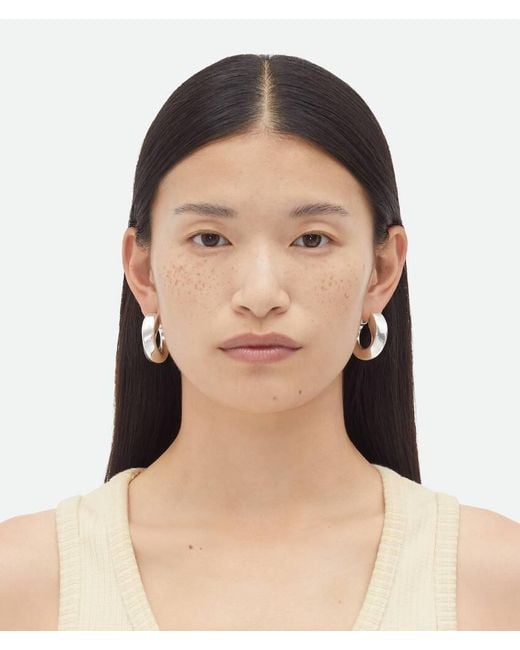 Bottega Veneta White Twist Hoop Earrings