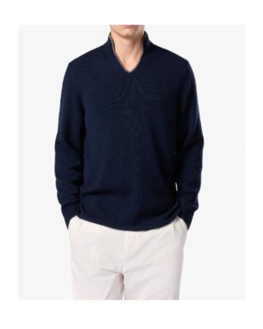Sease Blue Cashmere V-Neck Sweater for men