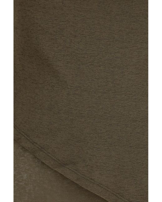 Ganni Green Mesh Tie-Knot Asymmetric Tank Top