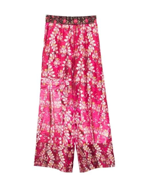Pierre Louis Mascia Pink Flora-Print Palazzo Pants