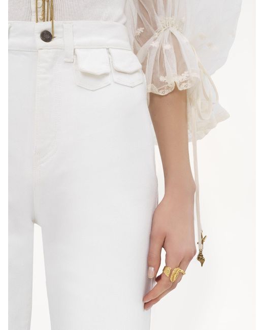 Chloé White Chloé High-Waisted Flared Jeans