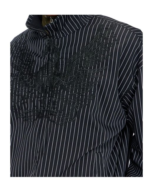 DIESEL Blue Pinstripe Phoenix-Embroidered Jacket for men