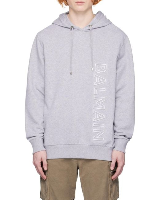 Balmain Gray Hoodie for men