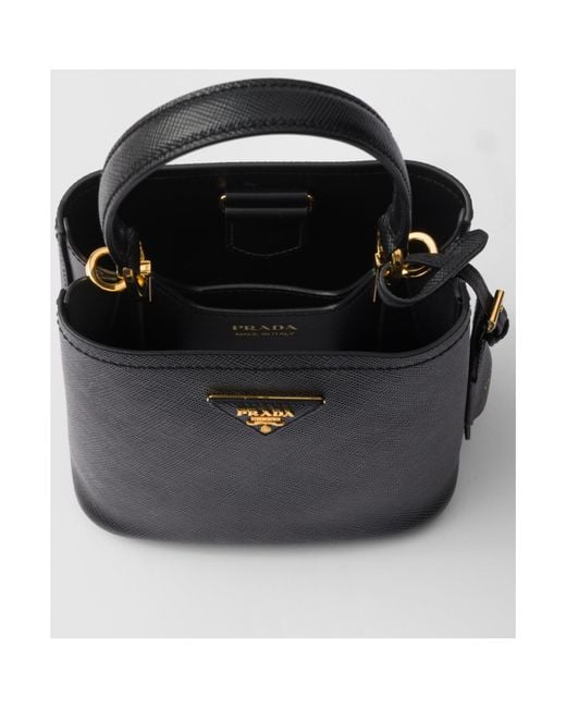 Prada Black Triangle-Logo Bucket Bag