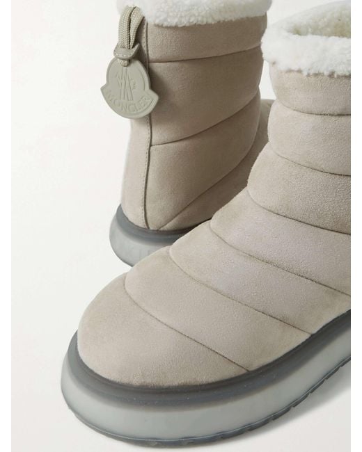 Moncler Gray Hermosa Shearling-Lined Suede Ankle Boots