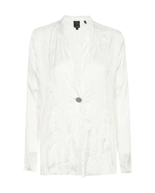 ARMANI EXCHANGE White Long-Sleeved Casual Jacket