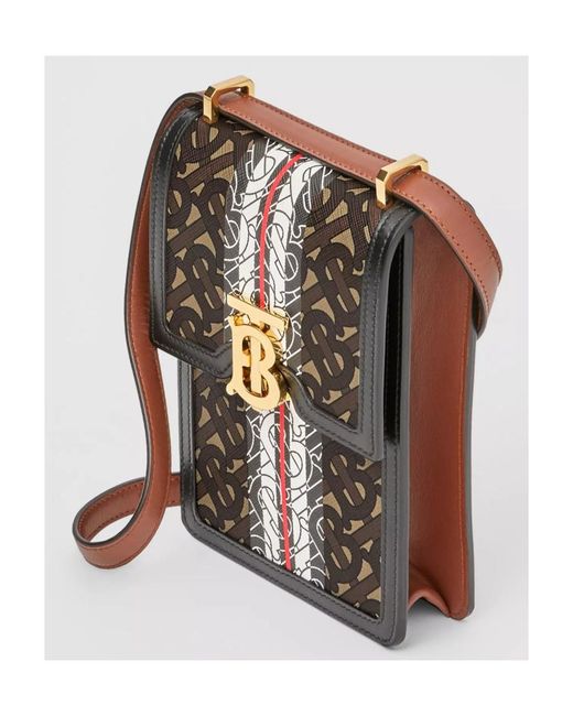 Burberry Black Robin Monogram Stripe Crossbody Bag