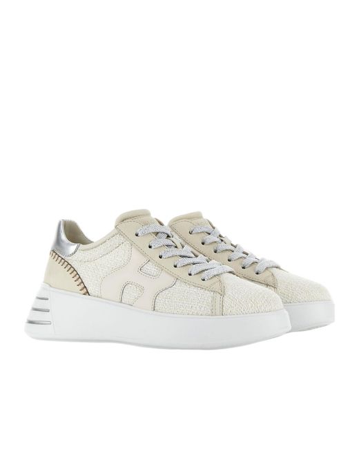Hogan White Rebel Lace-Up Sneakers