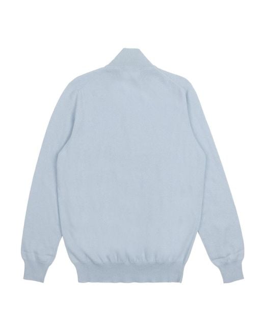 Ferragamo Blue Semi-Zipper Sweater for men