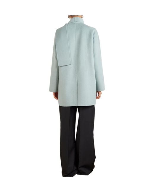 Proenza Schouler Blue Scarf-Detailed Wool-Blend Coat
