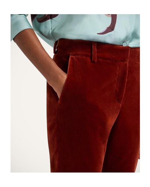 LaDoubleJ Red 24/7 Velvet Cropped Trousers