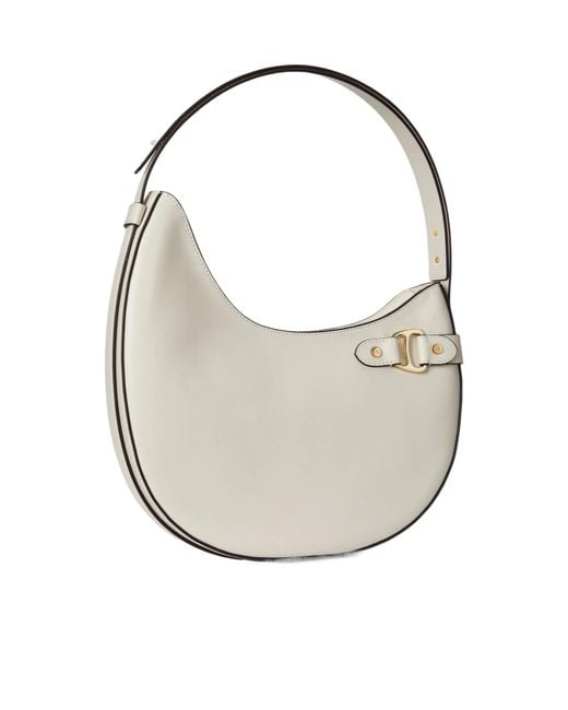 Ralph Lauren White Large Tasha Leather Shoulder Bag