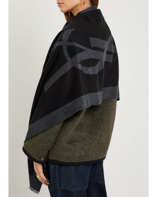 Saint Laurent Black Logo Silk Scarf