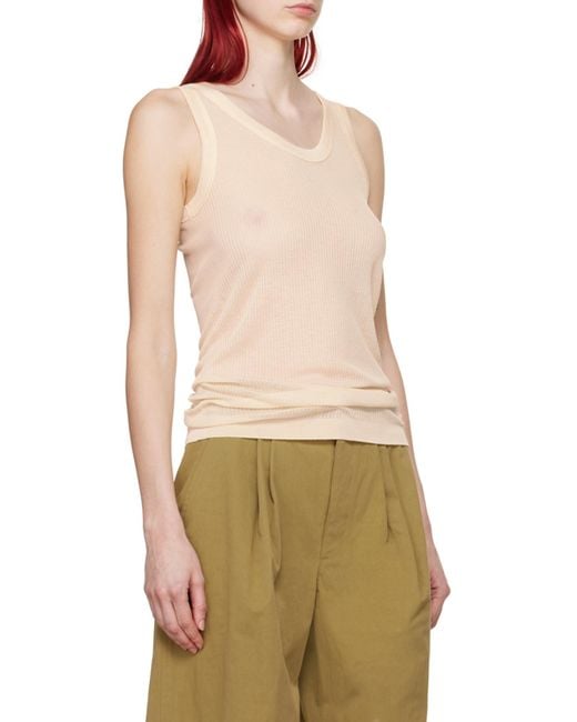 Lemaire White Ribbed Scoop Neck Tank Top