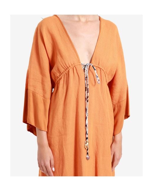 Ottod'Ame Orange Deep V Neckline Dress