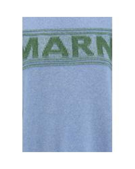 Marni Blue Logo Intarsia-Knit Crewneck Jumper