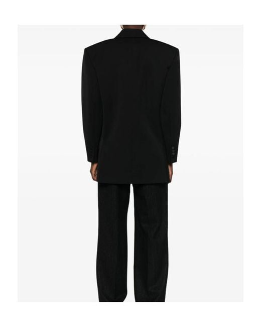 Saint Laurent Black Double-Breast Long-Sleeved Jacket