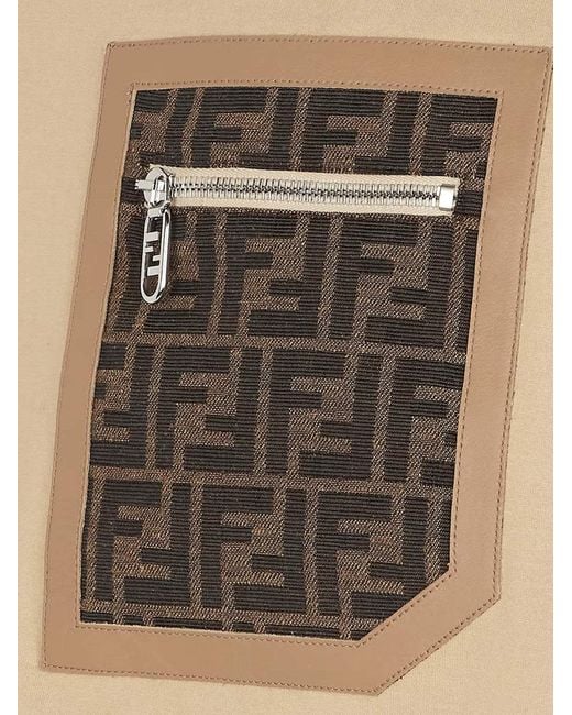 Fendi Natural Monogrammed Pocket Crewneck T-Shirt for men