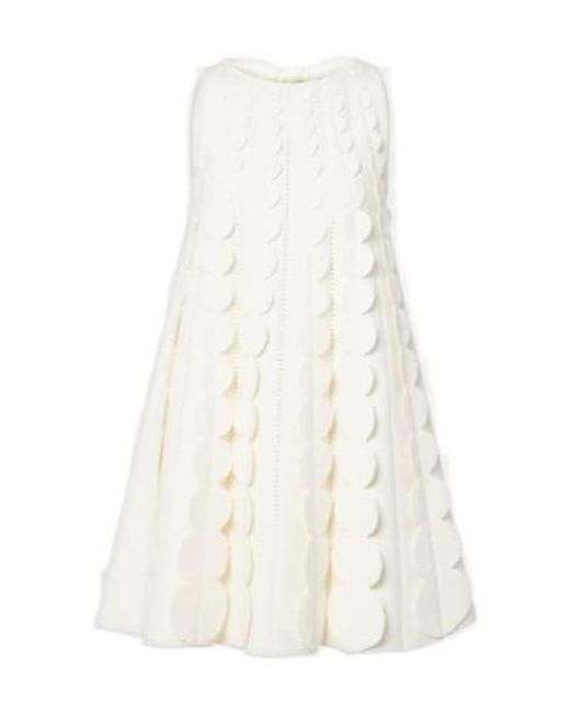 Oscar de la Renta White Abstract Brushstroke Midi Dress