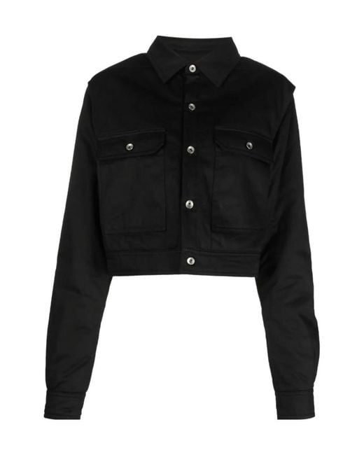 Rick Owens Black Cut-Out Cropped Jacket