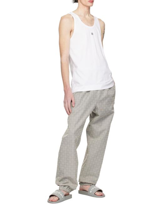 Givenchy White Logo Patch Monogrammed Sandals for men