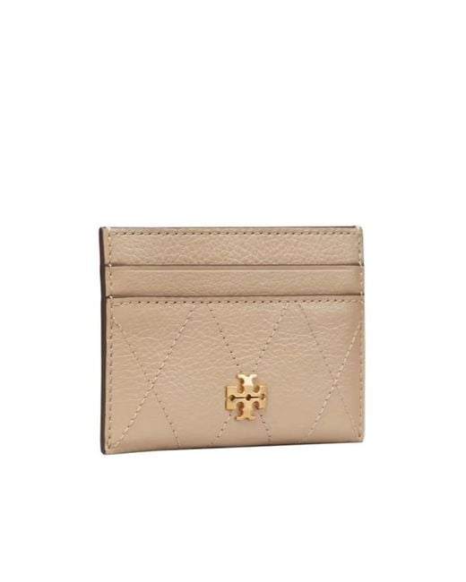 Tory Burch Natural Charlie Quilted Card Case