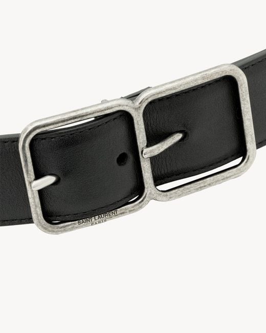 Saint Laurent White Double Frame Belt for men