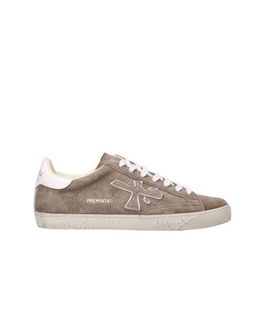 Premiata Brown Logo Lace Up Sneakers for men