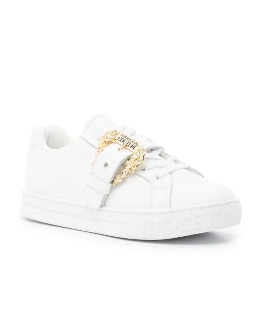 Versace Jeans White Baroque Buckle Sneakers