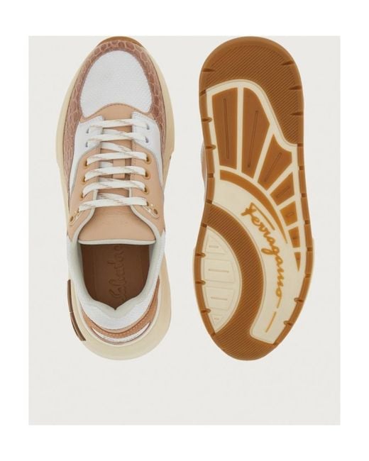Ferragamo White Logo Low-Top Casual Shoes