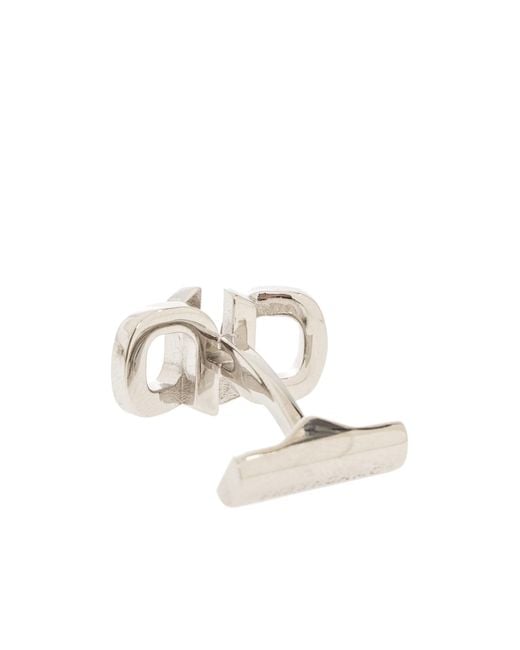 Ferragamo White Logo Cufflink for men