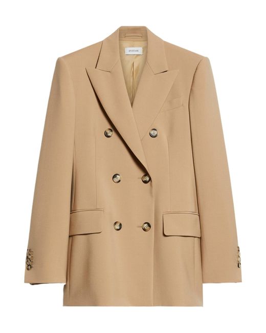 Sportmax Natural Adamo Double-Breasted Long-Sleeved Jacket