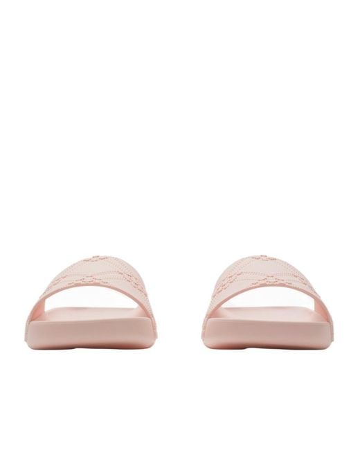 Burberry Pink Checked Slip-On Slides