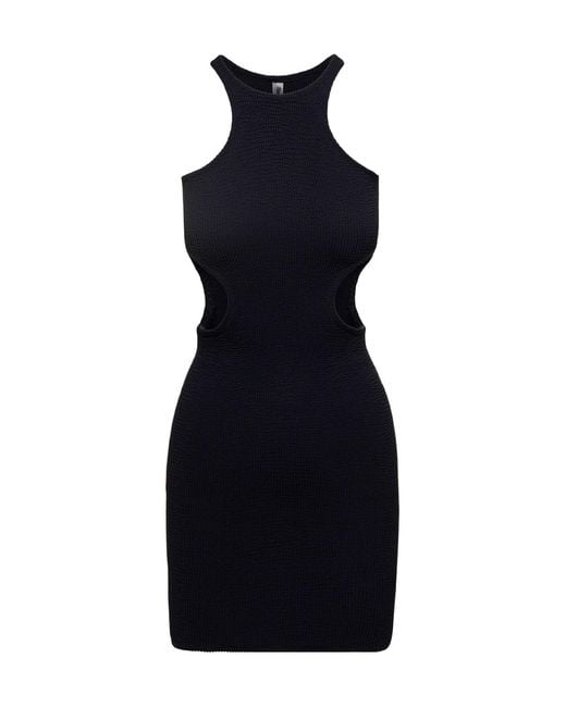 Reina Olga Blue Halter Neck-Out Ribbed Dress