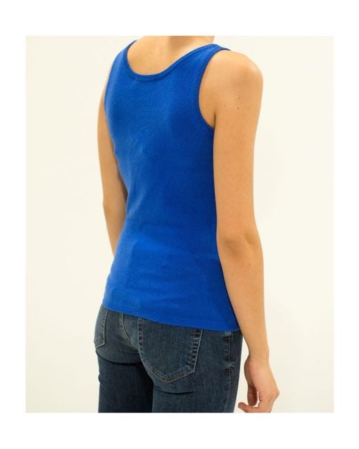 Lela Rose Blue Crew Neck Vest