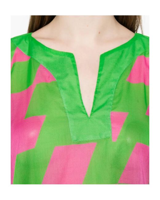 Dries Van Noten Green Oversized Graphic Printed Kaftan