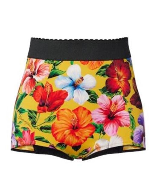Dolce & Gabbana Red Floral Silk-Blend Shorts