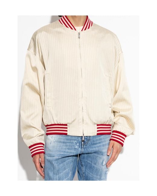 DSquared² White Pinstripe Bomber Jacket for men