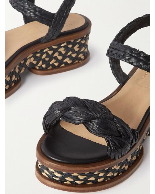 Gabriela Hearst Black Round-Toe Platform Sandals
