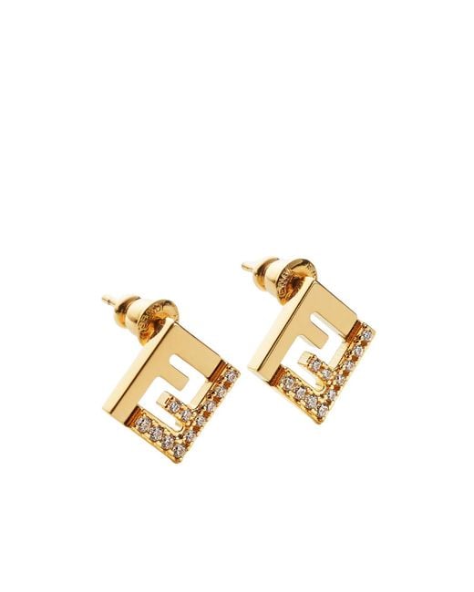 Fendi Metallic Forever Embellished Earrings