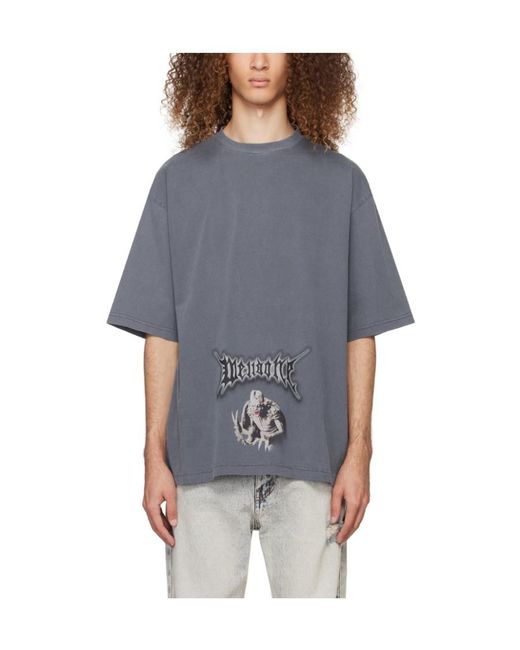 we11done Blue Monster Graphic-Print T-Shirt for men