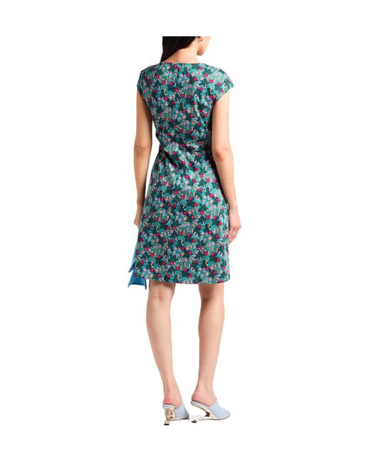 Weekend by Maxmara Green V-Neck Short-Sleeve Floral Dress