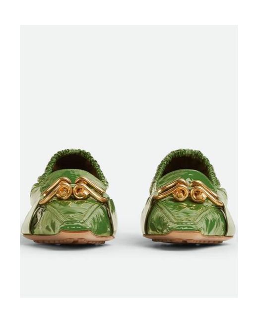 Bottega Veneta Green Logo Patent Leather High Heels