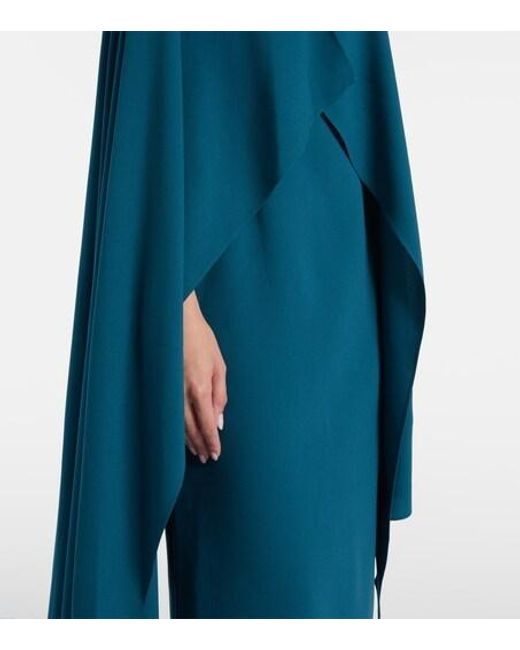 Roksanda Blue Deena Caped Crepe Gown