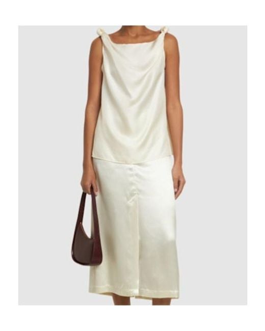 Loulou de Saison Natural Remy Sleeveless Draped Silk Top