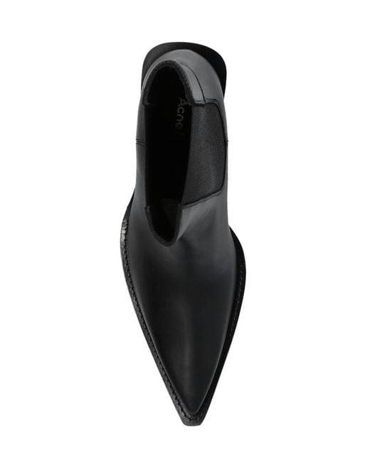 Acne Black Pointed Leather Boots