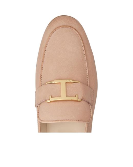Tod's Pink Logo Plauqe Loafers