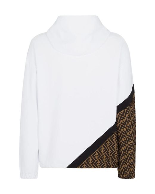Fendi White Ff Motif Hoodie for men