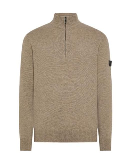 Peuterey Brown Yak Wool Sweater With Half Zip for men