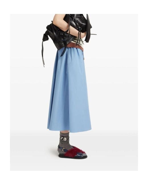 Marni Blue Poplin Drawstring Skirt